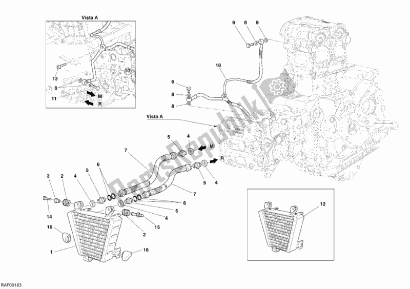 All parts for the Oil Cooler of the Ducati Superbike 999 R 2006